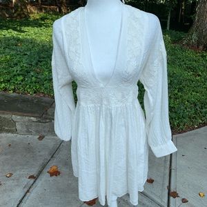 Free People Sugar Pie White v neck dress